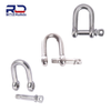 Marine-grade stainless steel D-shackle provides corrosion resistance for offshore rigging applications and durability