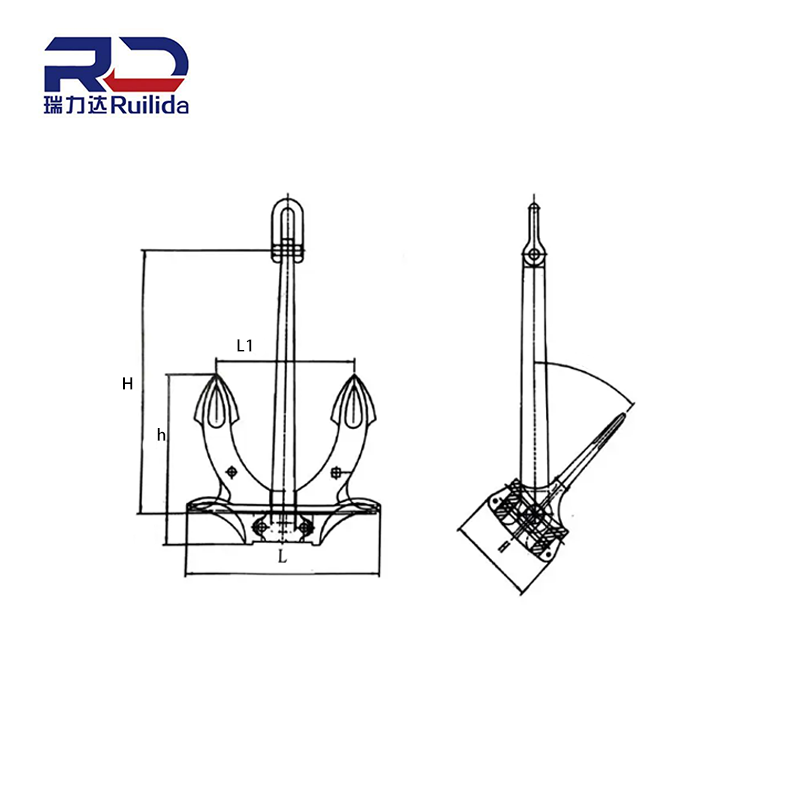Ruilida Hot Sell 630kg Black Stockless Anchor Ship Hall Anchor for Ship